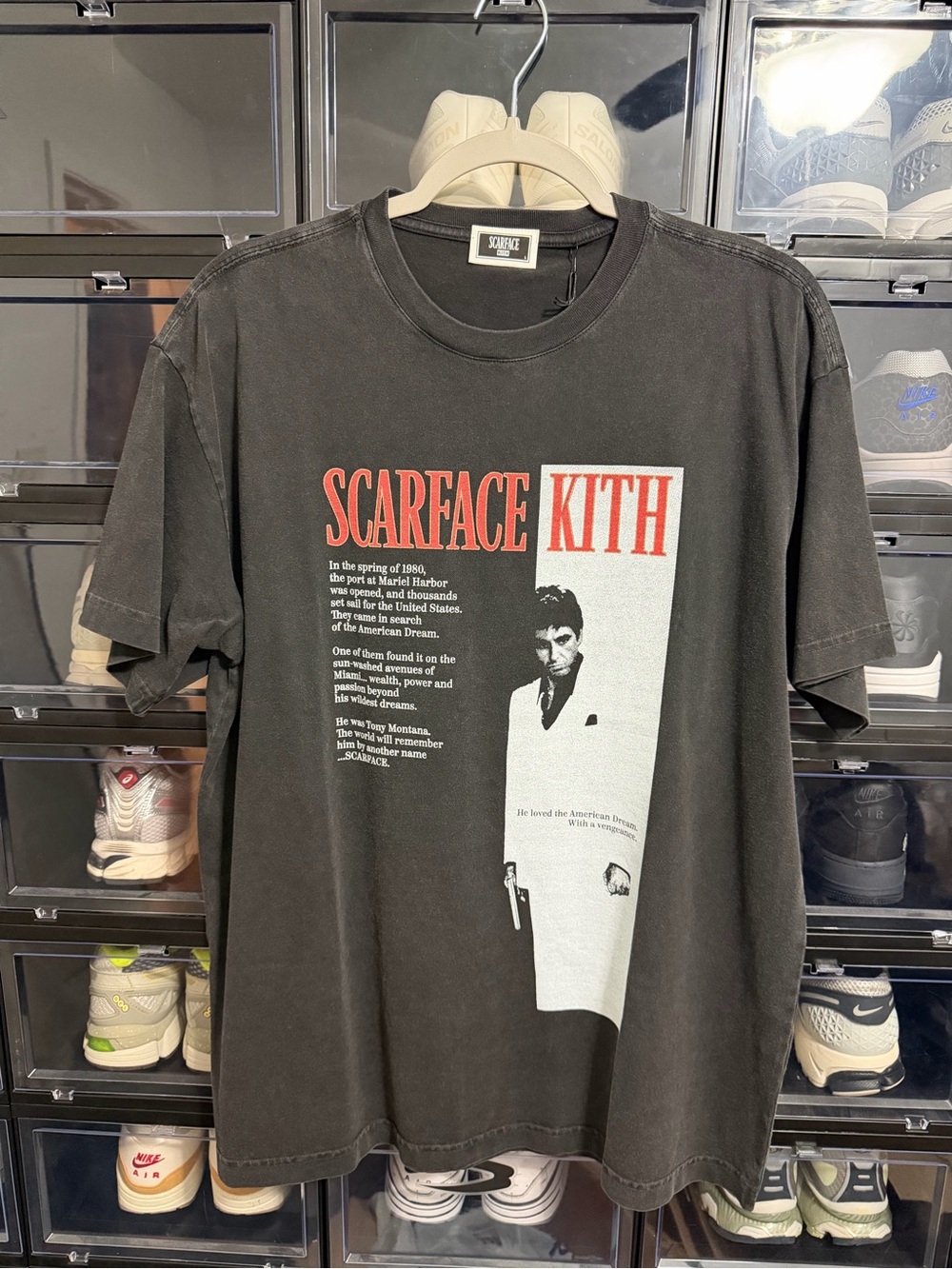 Kith Black Scarface Graphic Tee with Red Logo
